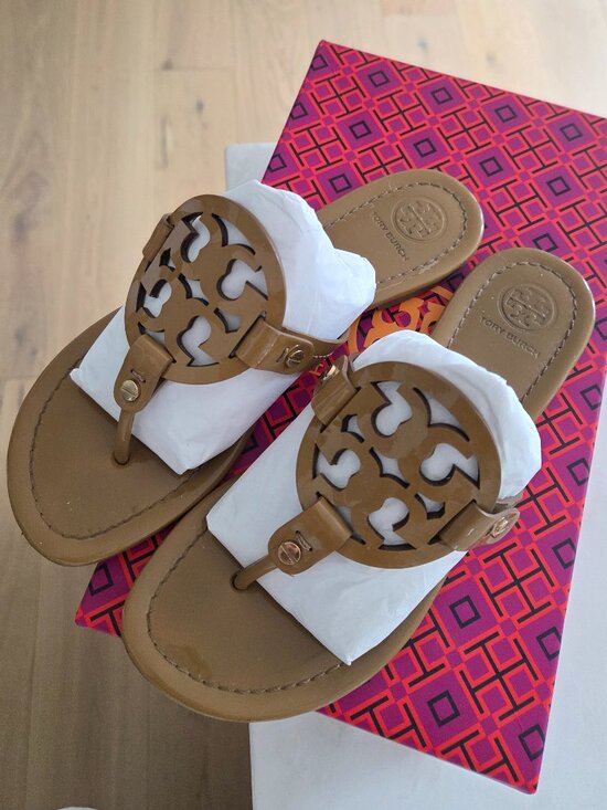 Tory Burch Shoes - Tory Burch Miller Sandal Patent Leather Sand 6